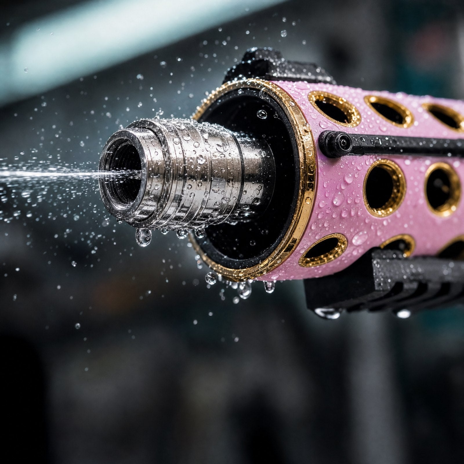 Nozzle mid-spray macro