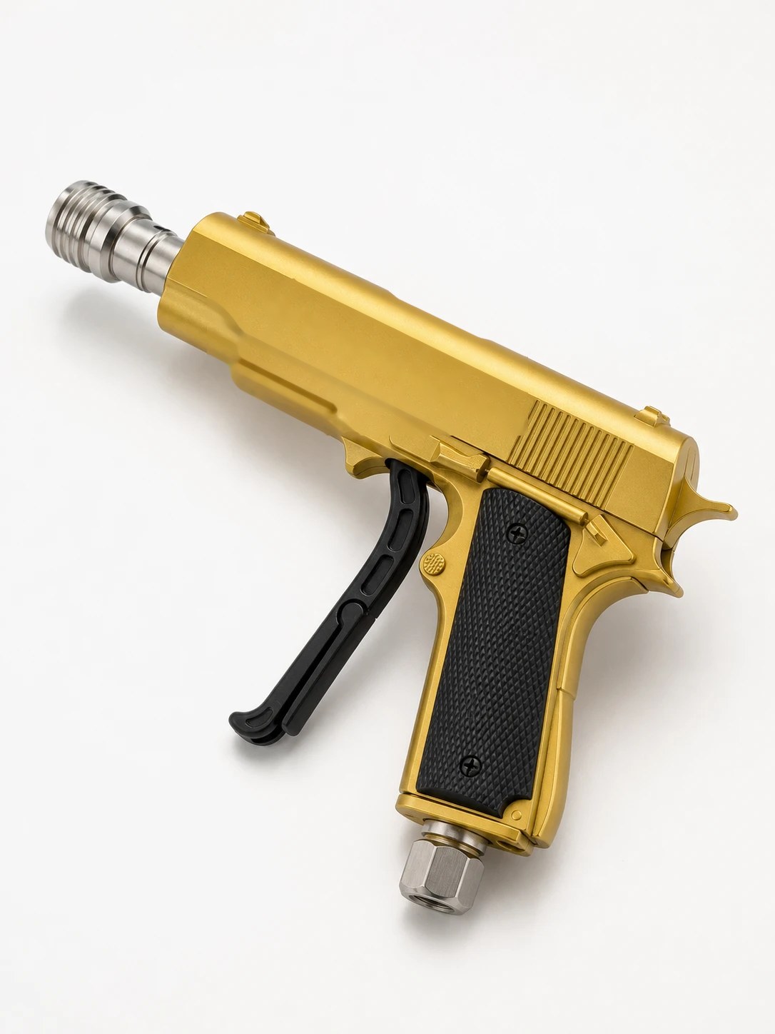 Apex Gold Hand — matte-gold Sidearm classic, three-quarter studio view