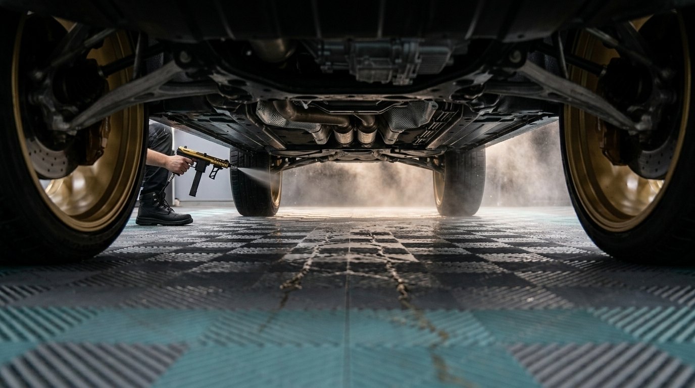 Ground-level spray under the car