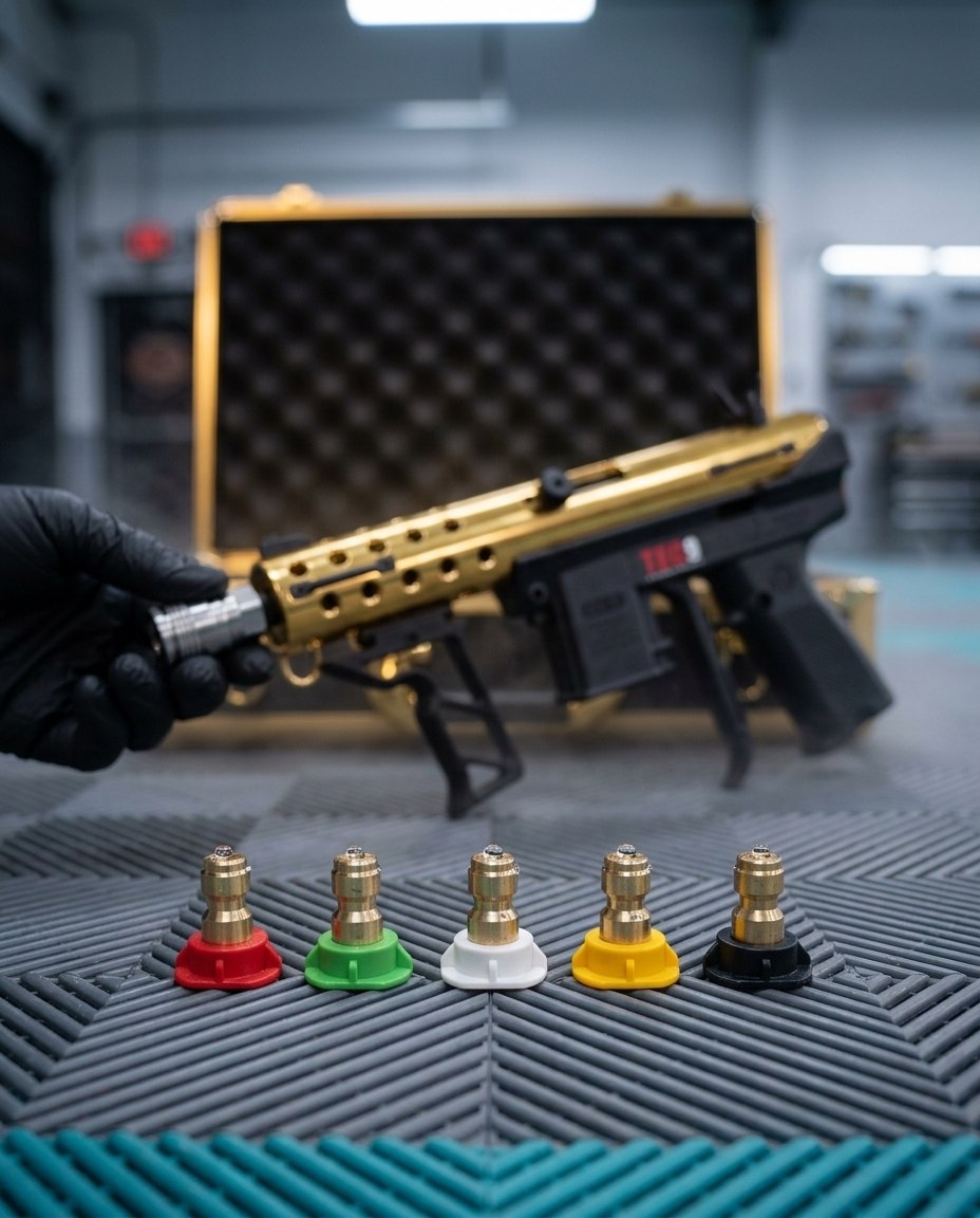 Five color-coded spray tips