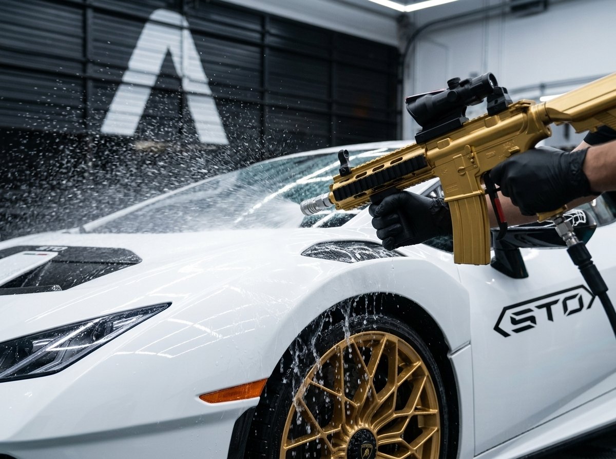Spraying across the hood