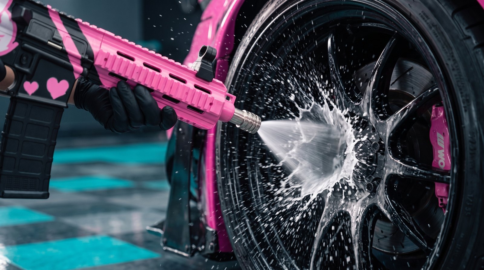 Blasting foam off a wheel with the Apex Sakura